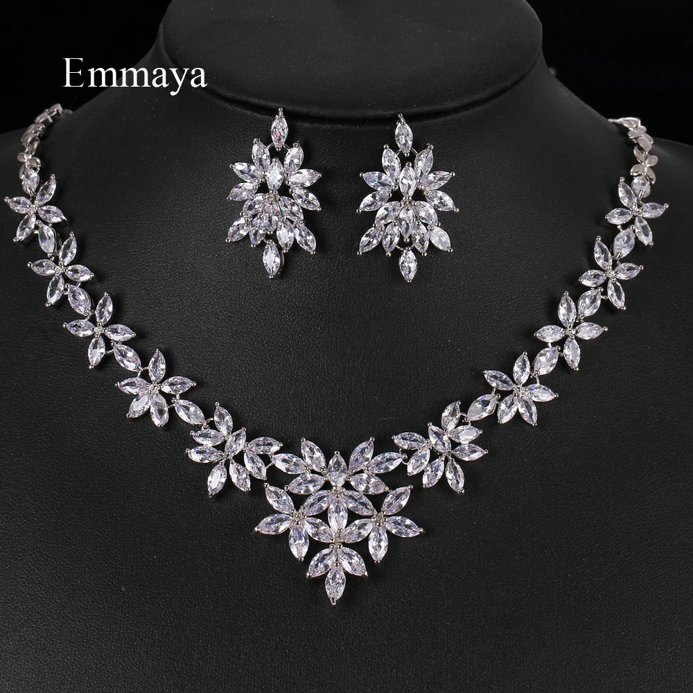 

Модное изысканное ожерелье и серьги Emmaya в форме звезды и цветка с цирконием ААА, очаровательные ювелирные изделия, свадебный подарок