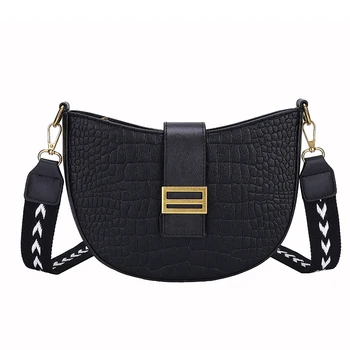 

Saddle bag ladies 2020 new wave simple wild wide shoulder strap shoulder messenger bag