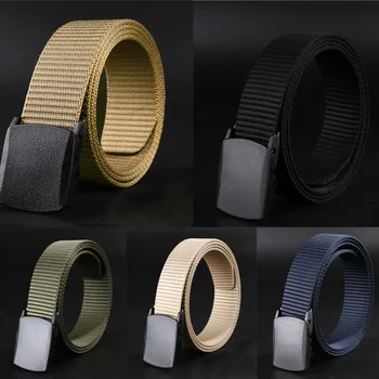 

Unisex Wild Men Canvas Belt Hypoallergenic Metal free Plastic Automatic Buckle belts cinturones para hombre cinto feminino riem