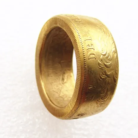 

UK 5 Pounds 1826 'Head' Coin Gold Plated Ring Handmade In Sizes 9-16