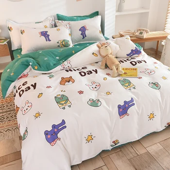 

Children's room and security decoration, cute animal printing bedding Sets Polyester bed sheet pillowcase & duvet cover set