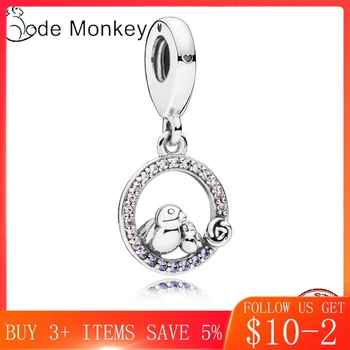 

CodeMonkey Authentic 925 Sterling Silver Mother And Child Bird Charm Beads Fit Original Bracelet DIY For Mom Jewelry Gift S184