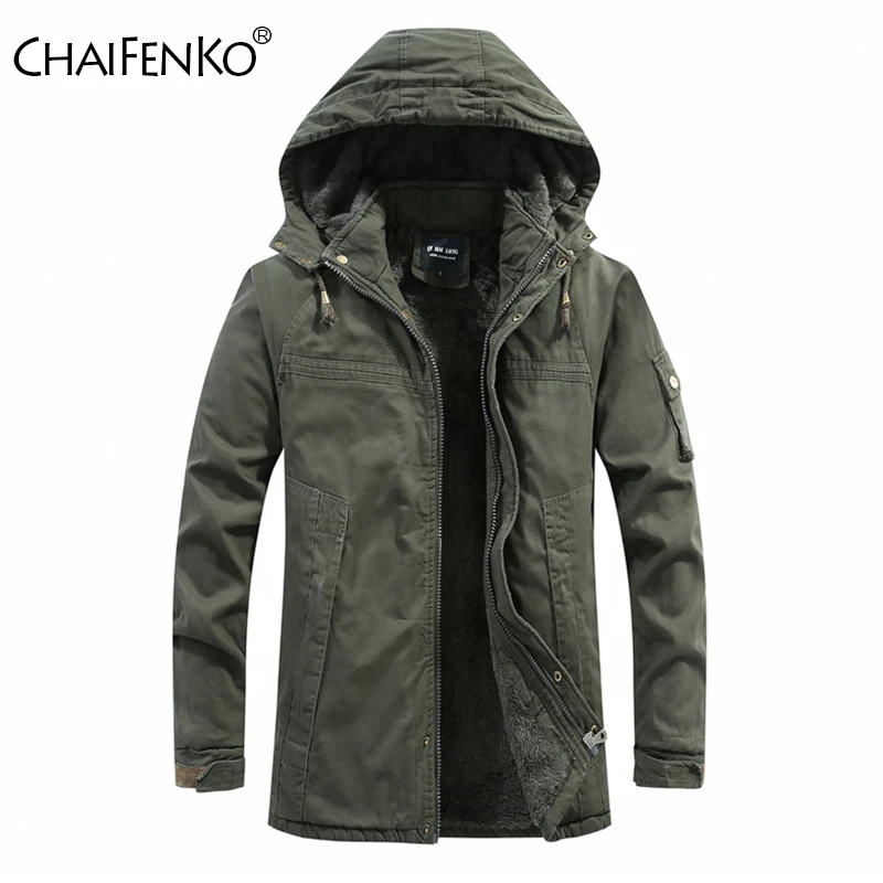 

CHAIFENKO Brand Winter Fleece Warm Parkas Men New Fashion Casual Hooded Outdoor Jacket Men Thick Windproof Windbreaker Coat Men