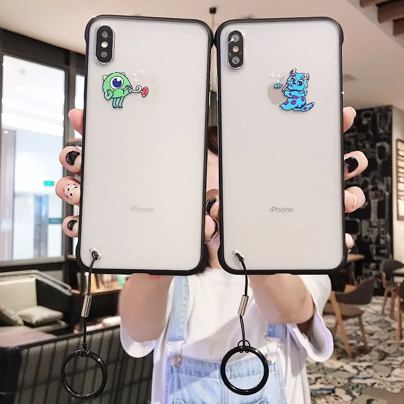 

Monster Company Ring Buckle Borderless Phone Case for iPhone 6 7 8 Plus X XS XR MAX Silicone Transparent High Quality Shell