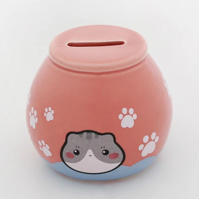 Копилка котенок игрушки мультфильм кошка копилка миниатюрная Детская сумка для монет подарки для девочек Ремесло Украшение для домашнего декора - Цвет: Розовый