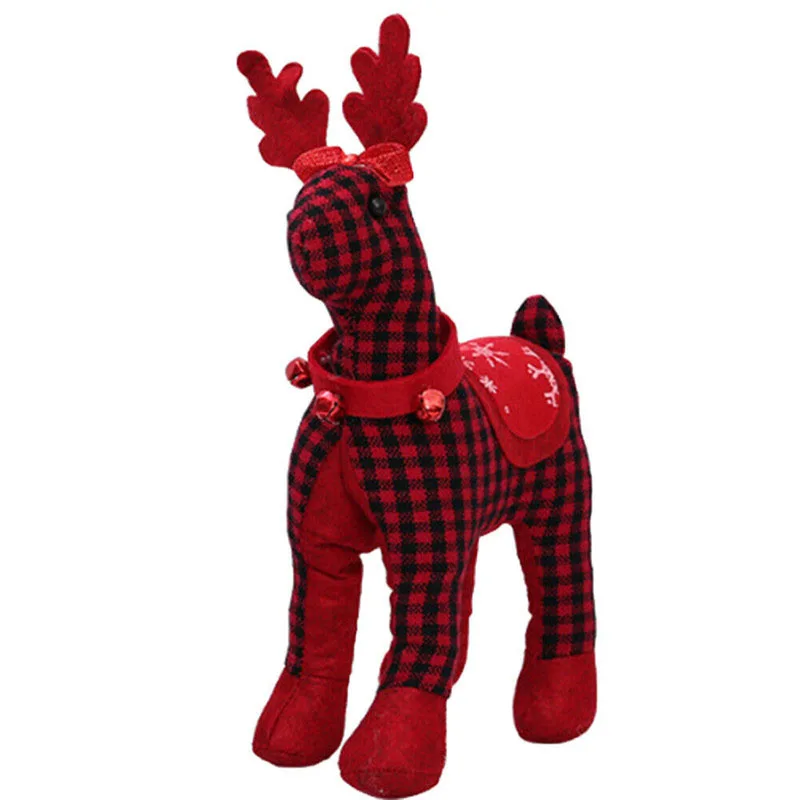 Рождественский плед олень решетка плюшевая стоящая кукла Домашнее окно стол орнамент подарок - Цвет: B