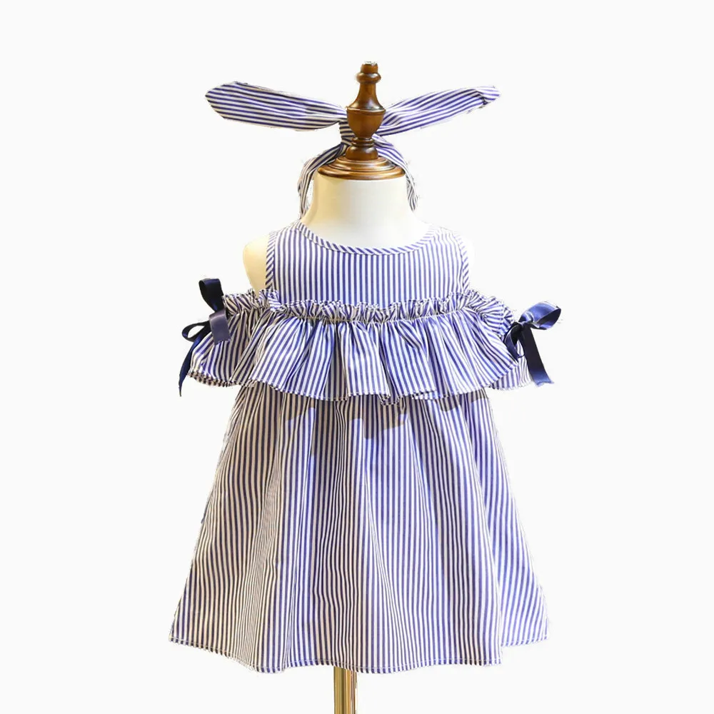 Платье для девочек коллекция года, летняя детская одежда новое однотонное плиссированное платье без рукавов с бантом и открытой спиной для маленьких девочек - Цвет: D06