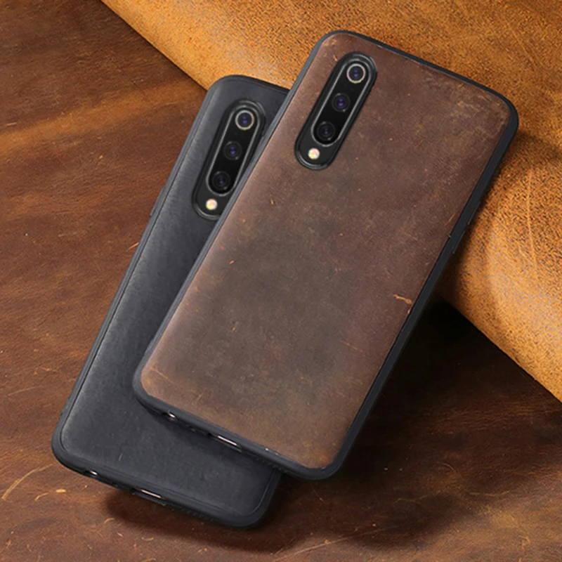 

Case For Xiaomi Mi 8 9 9se 9T A1 A2 A3 Lite Cowhide For Max 3 Mix 2s 3 Redmi 6 7 7a Redmi Note 5 6 7 Pro Crazy Horse Skin Cover