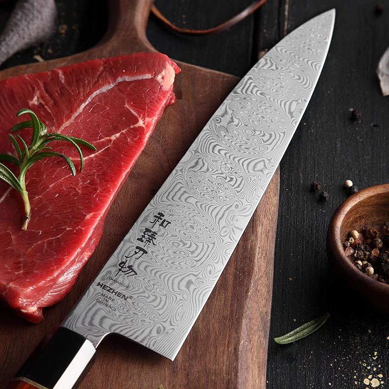 HEZHEN 240 мм Gyuto нож 110 слоев Дамасская сталь 15 градусов по бокам Острый кухонный шеф