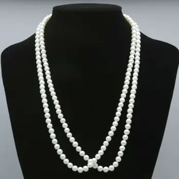 

fashion 7-8MM Freshwater white cultured round pearl necklace 50"