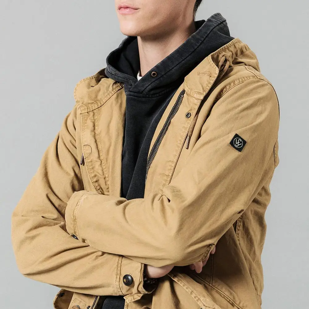 SIMWOOD новые осенние длинные куртки Для мужчин Винтаж вымытые с капюшоном Высокое качество Куртка карго пальто плюс Размеры брендовая одежда SI980590
