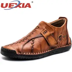 Ботинки uexia; Мужская обувь; удобная спортивная обувь ручной работы на плоской подошве; ботильоны; Кожаные Осенние мотоциклетные кроссовки;