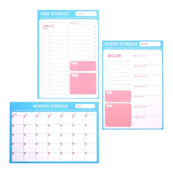 

3pcs Small Plan Book Portable Notepad Practical Schedule Book Memo Pad Students Stationery for Office School (Daily Schedule + W