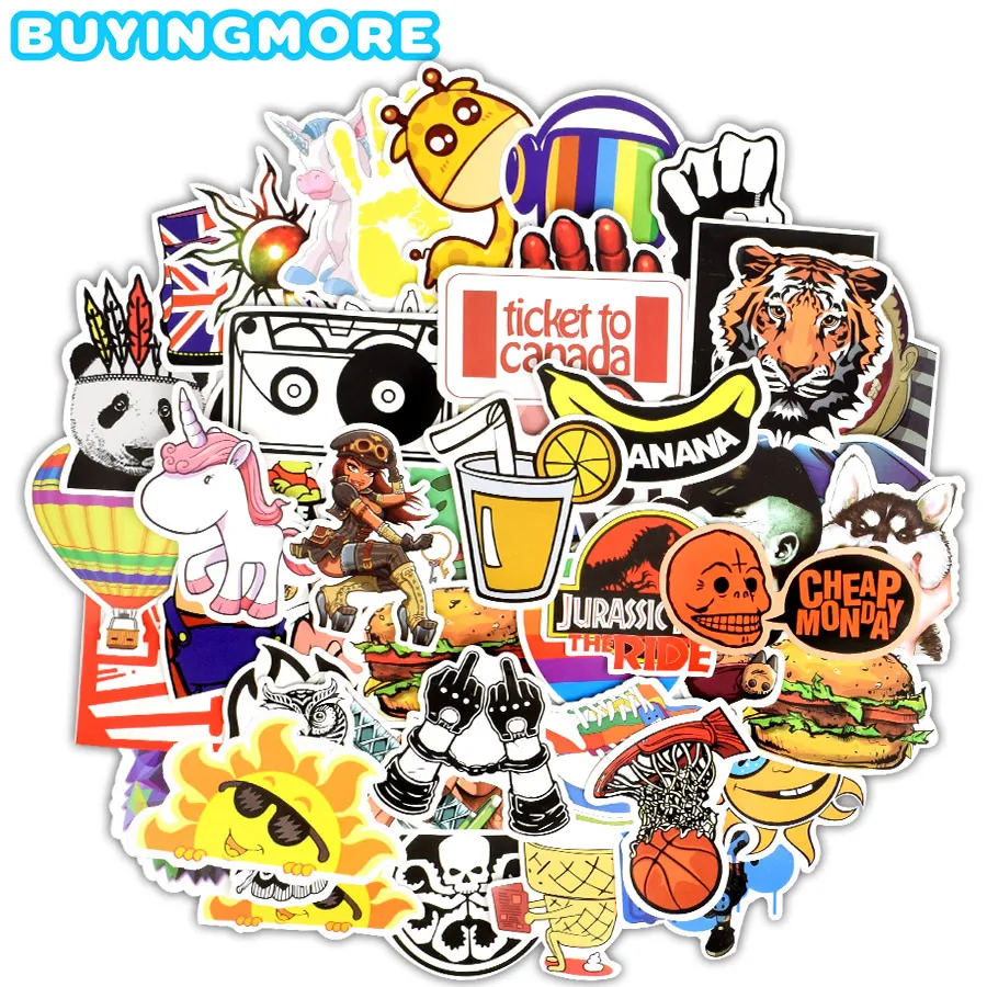 

200 PCS Mixed Random Stickers Graffiti Funny Anime Colorful Waterproof Stickers to DIY Laptops Skateboard Suitcase Bicycle Car