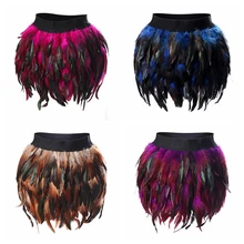 Мягкое платье с перьями, женское нижнее белье, панк сексуальные чулки с подвязками размера плюс, художественная танцевальная юбка-бандаж мини