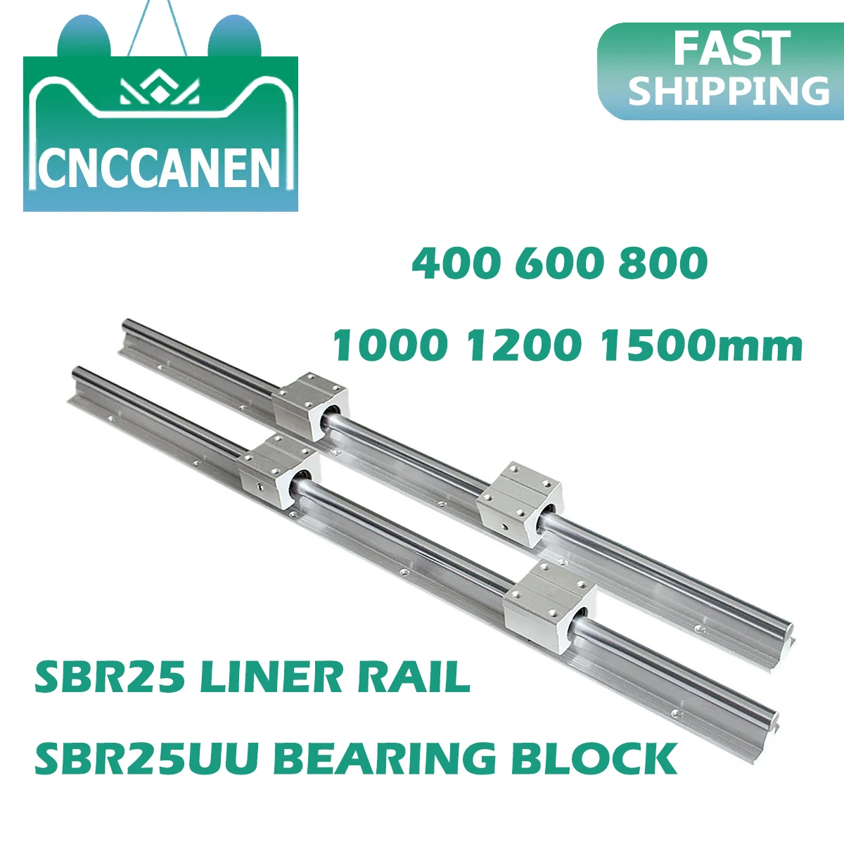 2Pcs SBR25 Linear Rail Guide 1500mm + 4pcs SBR25UU Linear Bearing Block Linear Rail Set CNC Part