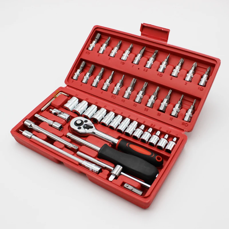 

46pcs Mechanics Tool Set with case Metric socket bit wrench repair kit
