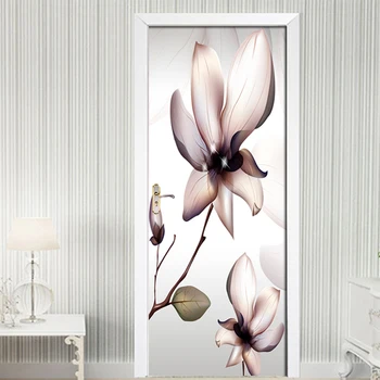 

PVC Self-adhesive Wallpaper Modern Flowers Door Sticker Poster For Living Room Bedroom Home Decoration Mural Wall Art Stickers