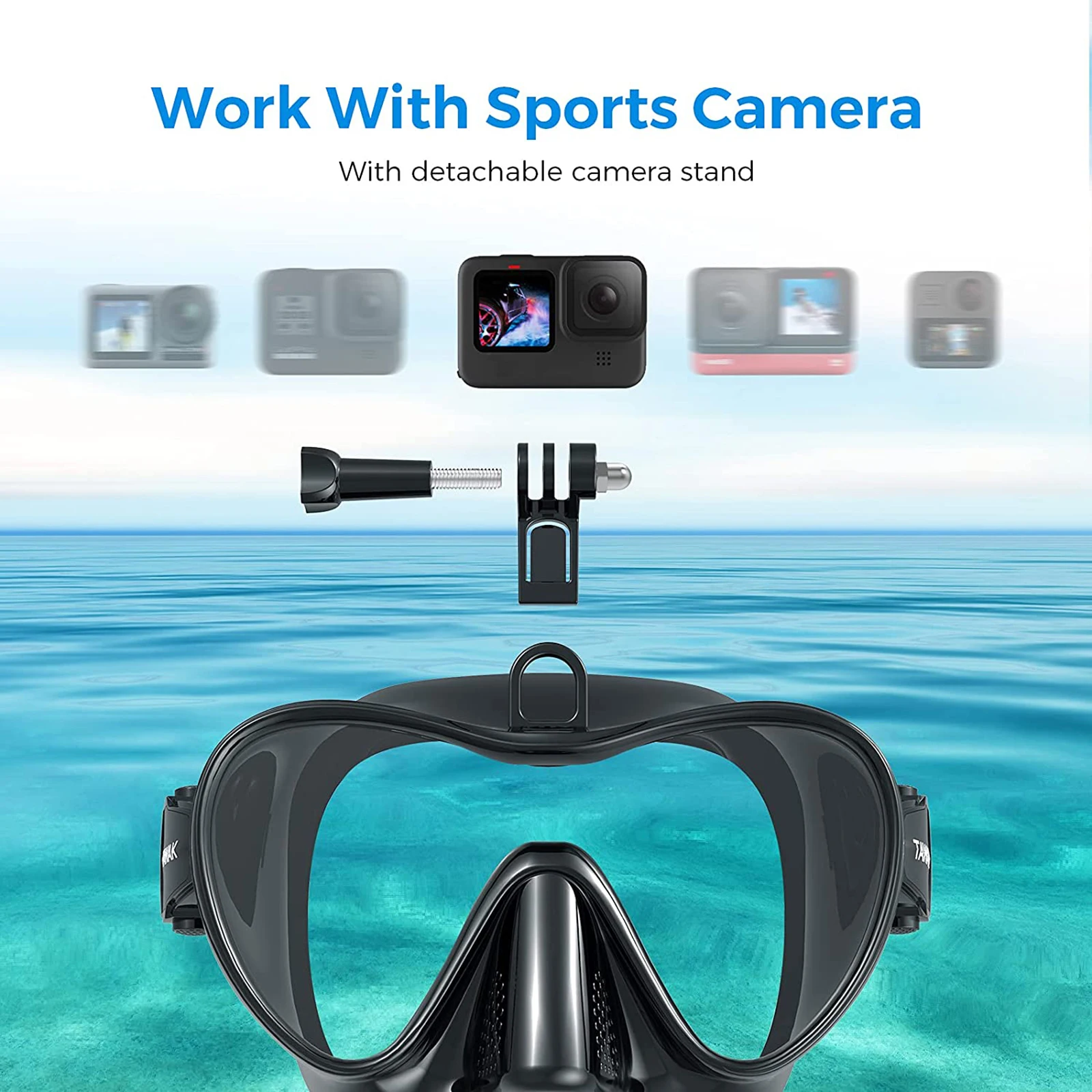 Diving Goggles-Snorkel Goggles Mask Set with Dry Snorkel Mount for Gopro