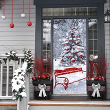 200x77 см, наклейка на дверь с рождественской снежной елкой, 3D Водонепроницаемая Отремонтированная дверная наклейка, DIY, самоклеющиеся украшения для дома, спальни