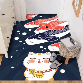 

Fortune Cat 120x80cm Floor Mat Living Room Carpet Decor Kitchen Bedroom Doormat Footpad