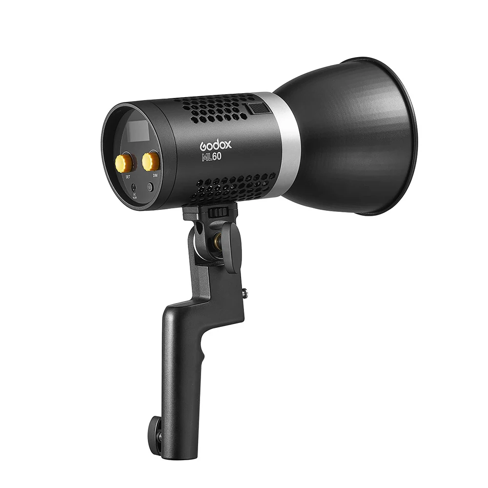 US $320.00 Godox ML60 60W Silent Mode Portable Handheld LED Video Light 077Kg 5600K Daylight Balanced CRI 96 TLCI 97 Dual Power Solutions