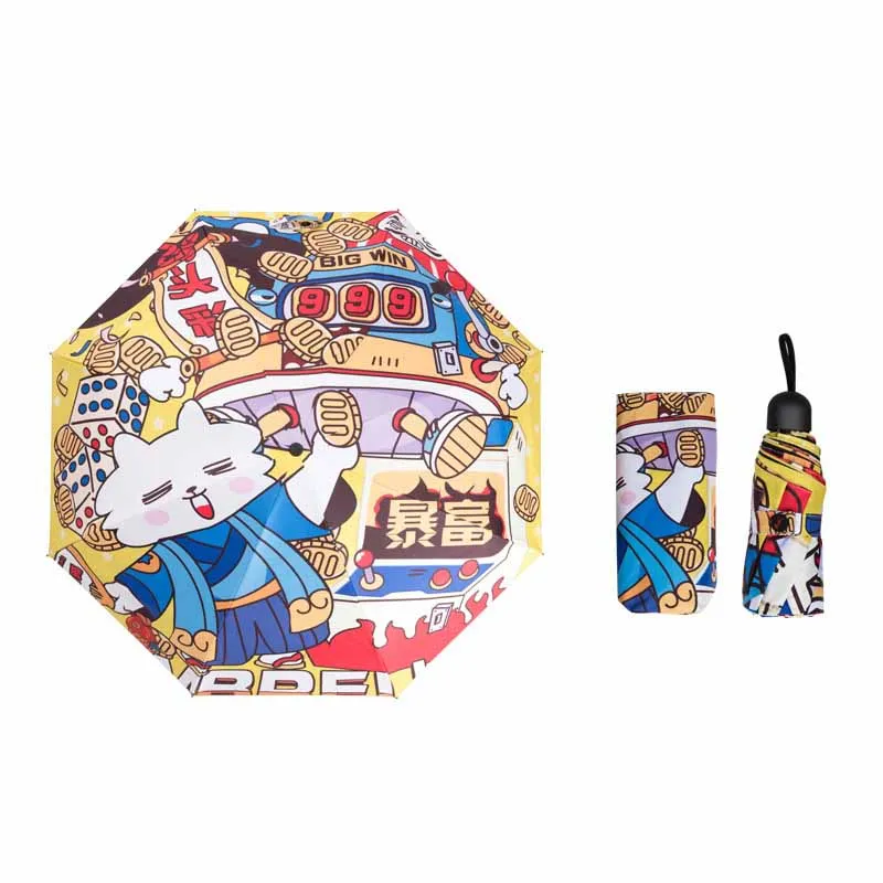 Cartoon cat Japanese Cartoon Pattern Umbrella Unisex Anti-UV Portable Five-fold Manual Umbrella Household Items Gifts - Цвет: Cartoon cat