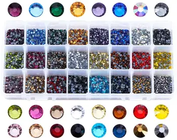 

1 Box 8400~9600pcs Glass Hotfix Rhinestone Grade AA Flat Back Faceted Half Round