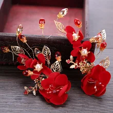 Стиль,, красная шпилька для невесты, свадебный головной убор, Детские Цветочные заколки, головной убор ручной работы, аксессуары для волос