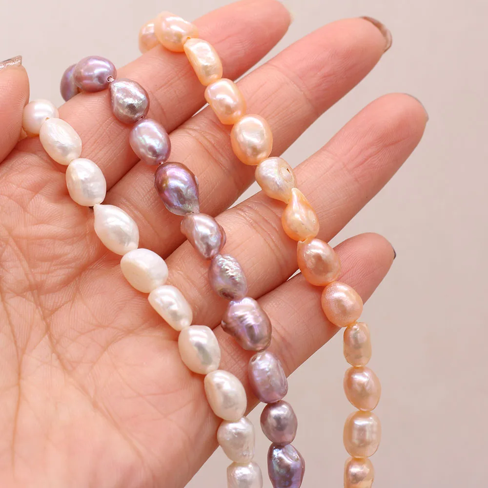 

100% Real Natural Freshwater White Pearls Punch Beads Vertical Perforated Beads 36 cm Strand 8-9mm For Jewelry Making Necklace