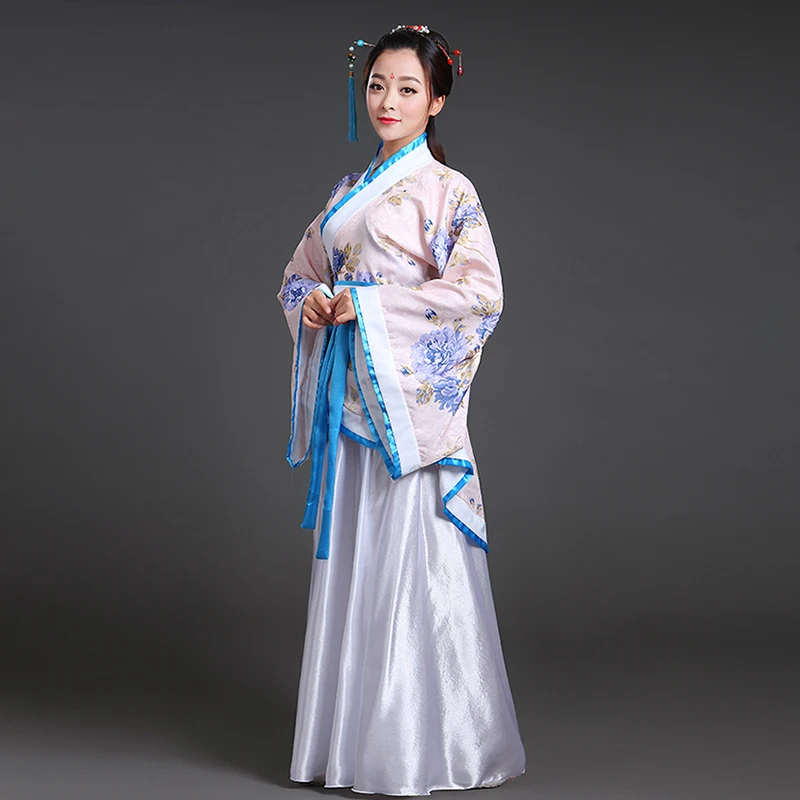 165-180High Quality Hanfu Emboridery Traditional Chinese Style Dance Costumes Qing Dynasty Dramaturgic Dress for Women Peri Robe