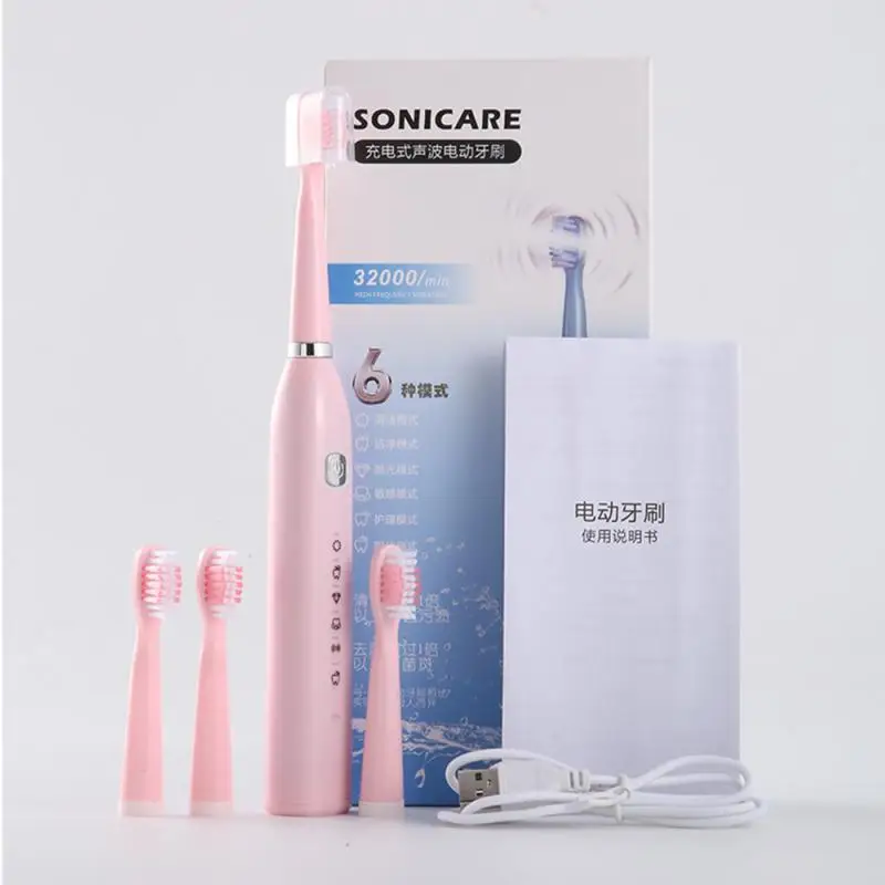 Electric toothbrush Six Gear USB Charging Soft Hair Sound Wave Vibration Home Fast chargeable Adult Waterproof Electric toothbrush Six Gear USB Charging Soft Hair Sound Wave Vibration Home Fast chargeable Adult Waterproof