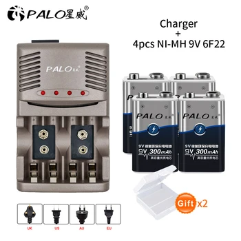 

PALO 9V nimh rechargeable battery low self-discharge 9V battery+9v battery smart charger 1.2V AA AAA pre-charged battery charger
