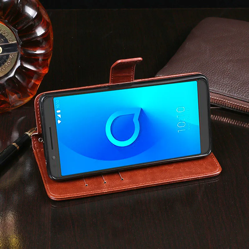 Для Alcatel 3L чехол Роскошный кожаный чехол для телефона Alcatel 3L 5034D защитный чехол бумажник чехол 5,5"