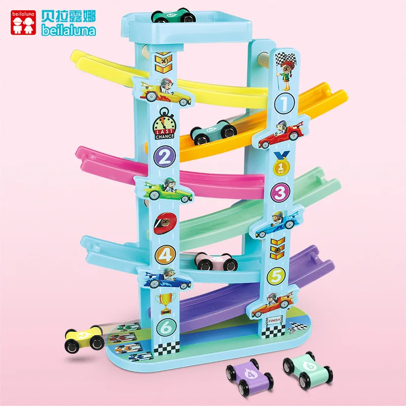 

Wooden hua xiang che 3 a Year of Age Or above Children'S Educational Fun 6 Rail Macron Color New Style Rail Car Early Education