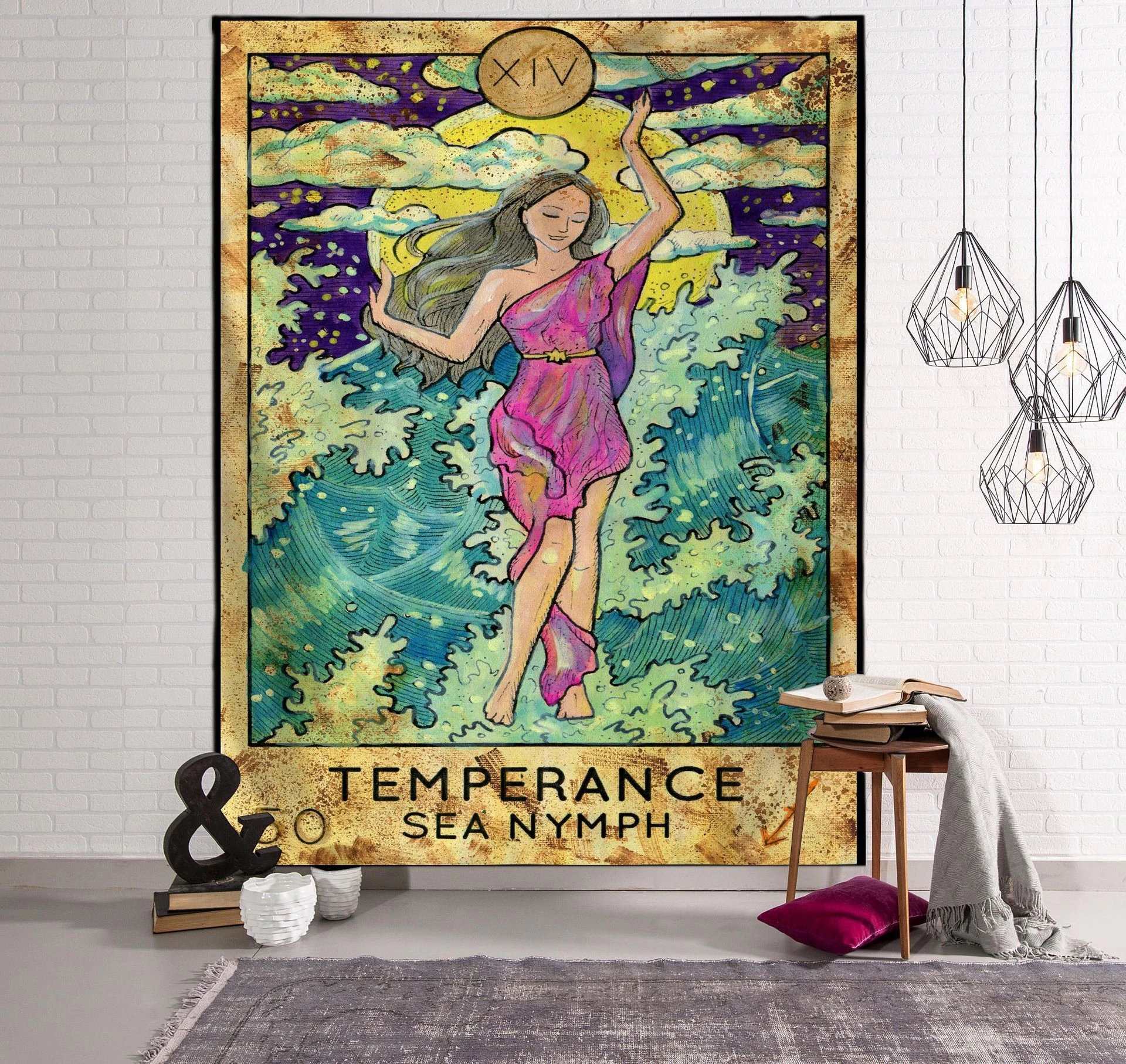 Sun Stars Moon Bedroom Living Room Tapestry Color Tarot Card Hanging Cloth  Horoscope Canvas Indian Blanket Background Fabric Dec|Tapestry| - AliExpress