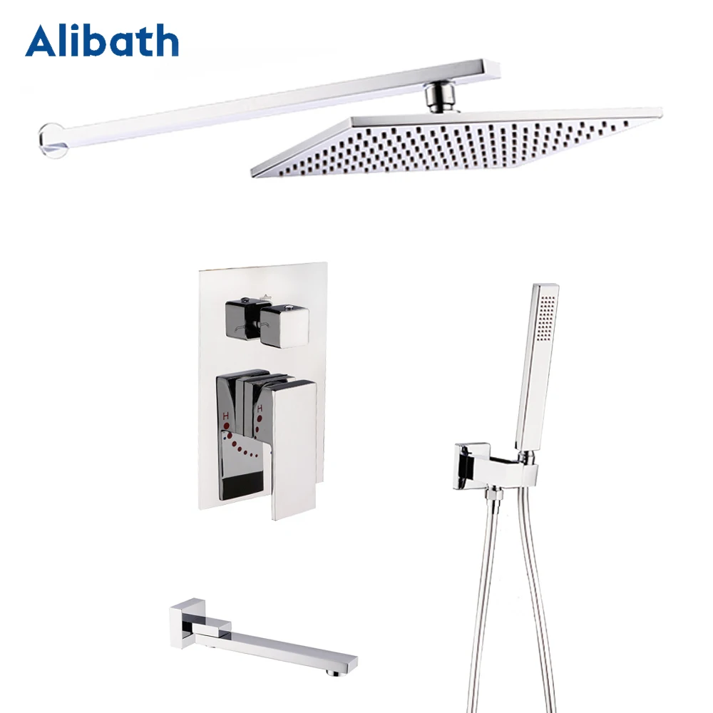 Bathroom Wall Mounted 8&quot10&quot12&quot Rain Shower Head Valve Mixer Tap Hand Spray Rainfall Faucet Set. | Обустройство дома