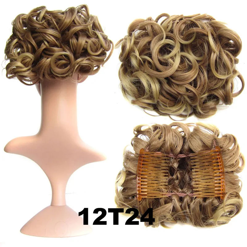 1 шт синтетические большие волосы грязный Updo женские элегантные натуральные волнистые резинки шиньон лоток конский хвост шиньоны - Цвет: 12T24