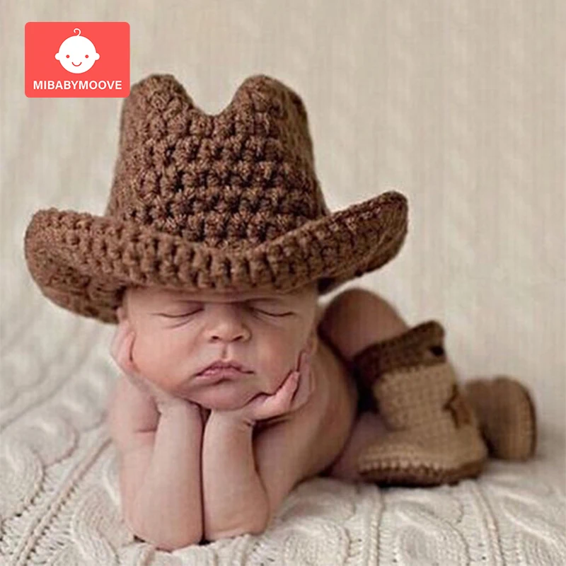 Новорожденный ребенок Подставки для фотографий шапочка связанная крючком Шляпа