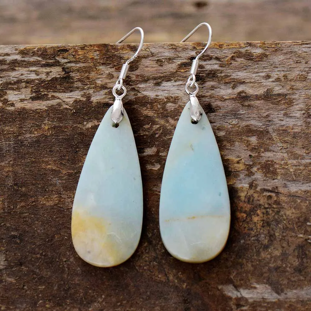 Women Drop Earrings Natural Teardrop Amazonite Dangle Earrings Designer Luxury Earrings Natural Stones Jewelry Dropshipping