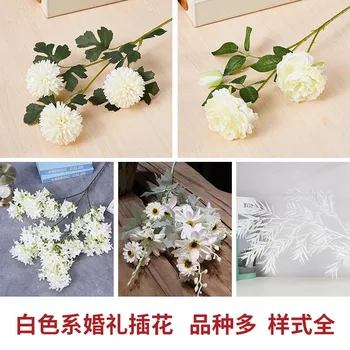 

White Imitation Flowers European Style Rose Wedding Yang Peony Road Lead Ceiling Decoration Artificial Flower Silk Flower Artifi