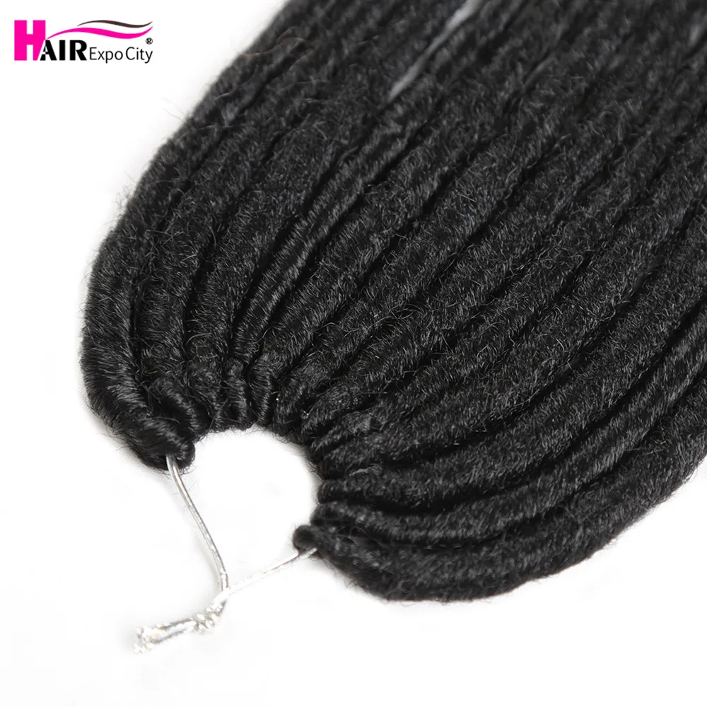 18Inch Straight Goddess Hair Faux Locs Crochet Hair Synthetic Braiding Hair Extensions With Curly Ends 12Strands Hair Expo City