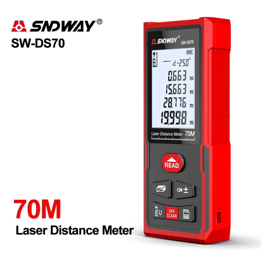 SNDWAY Laser Distance Rangefinder Hunting Rangefinder Digital Range finder Laser Tape Distance Ruler Sensor 5om Distance Meter - Цвет: SW-DS70