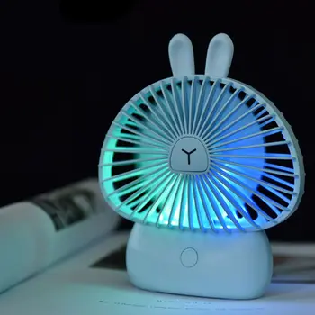 

Mini Portable Bunny Handheld Fan USB Charging Cooling Electric Fan with Lights for Home Office Desktop Outdoor Accessories