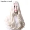 WoodFestival ondulé cheveux synthétiques perruque Cosplay dames colorées longues perruques pour femmes blanc rose rouge brun foncé vert bleu gris Ombre ► Photo 1/6