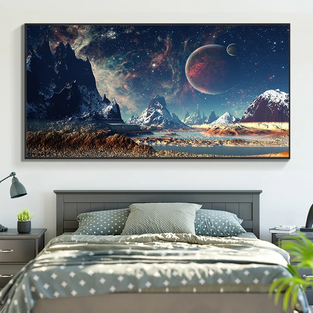 Planets Landscape Wall Art Painting Printed on Canvas 2