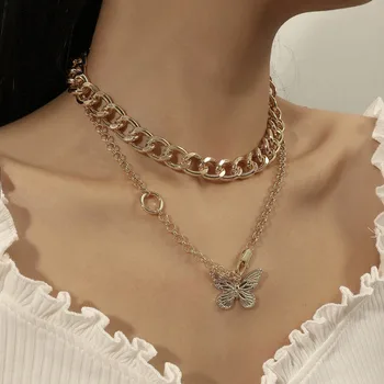 

Boho Gold Butterfly Necklaces & Pendants Fashion Vintage Chain Choker Necklace for Women Party Jewelry Gifts