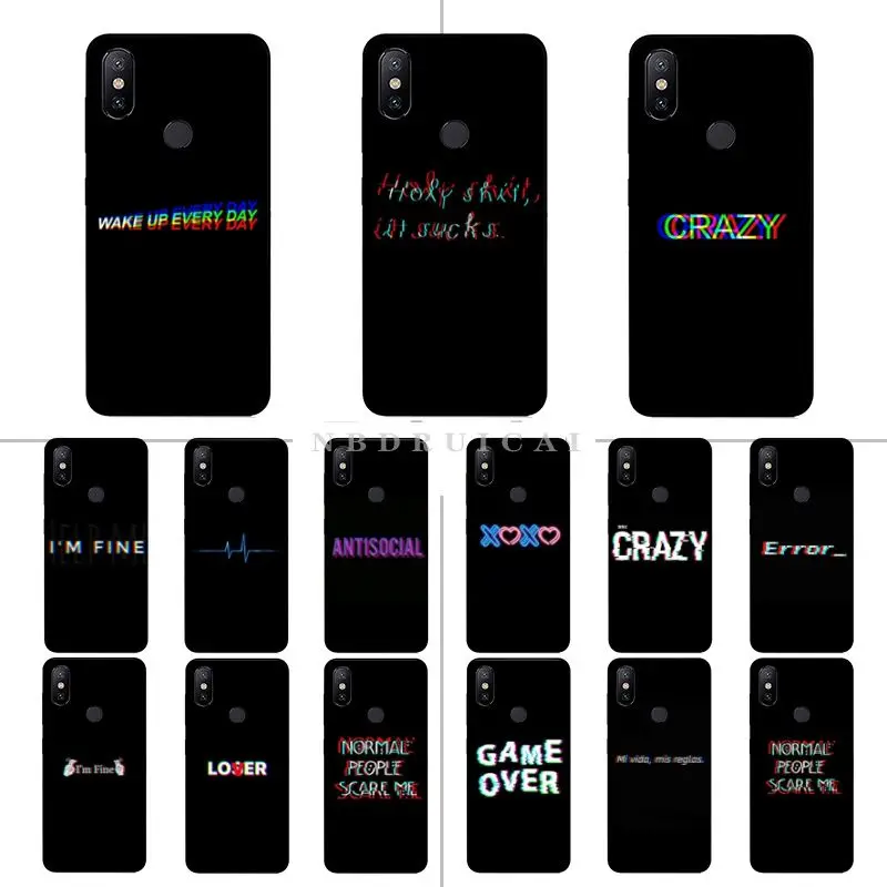 NBDRUICAI черный текст на черном фоне силиконовый чехол для телефона Xiaomi 8 9 se 5X Redmi 6pro 6A