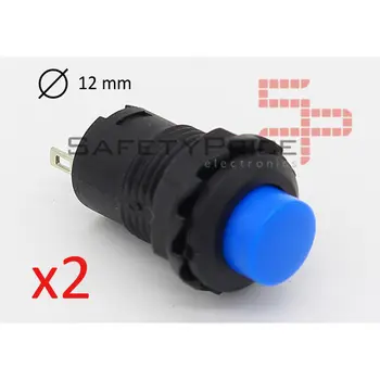 

2x round blue push-button 12mm recessed button ON OFF 2 positions 12mm SP