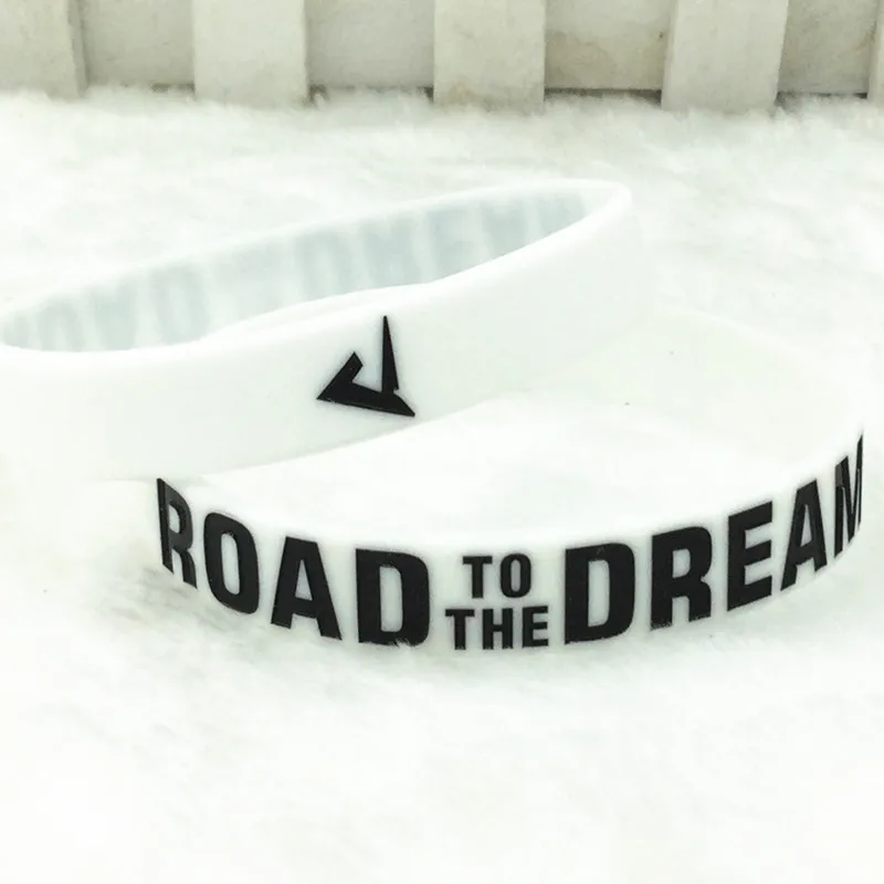 Мотивационный браслет "дорога к мечте" "Never Give Up" эластичные, силиконовые, резиновые вдохновляющие браслеты Wirstband аксессуары подарок - Окраска металла: White-Road To Dream